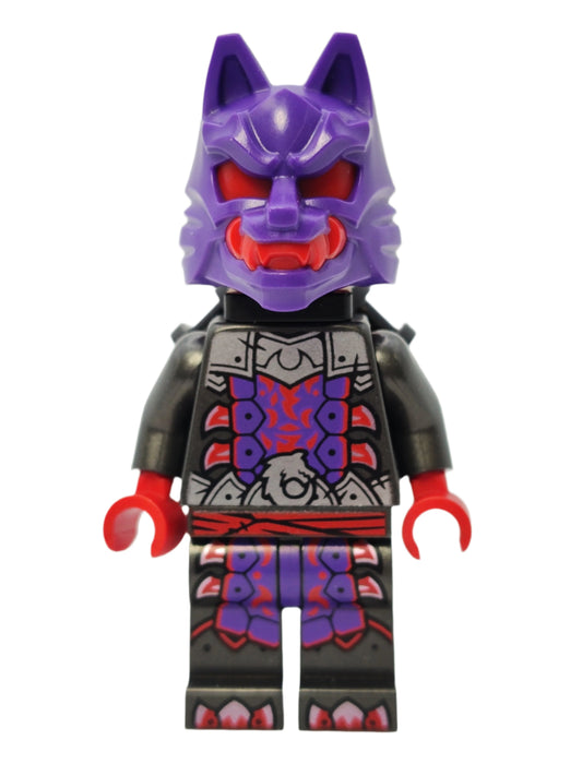 Wolf Mask Warrior - Dark Purple and Red Mask with Neck Bracket, njo0903